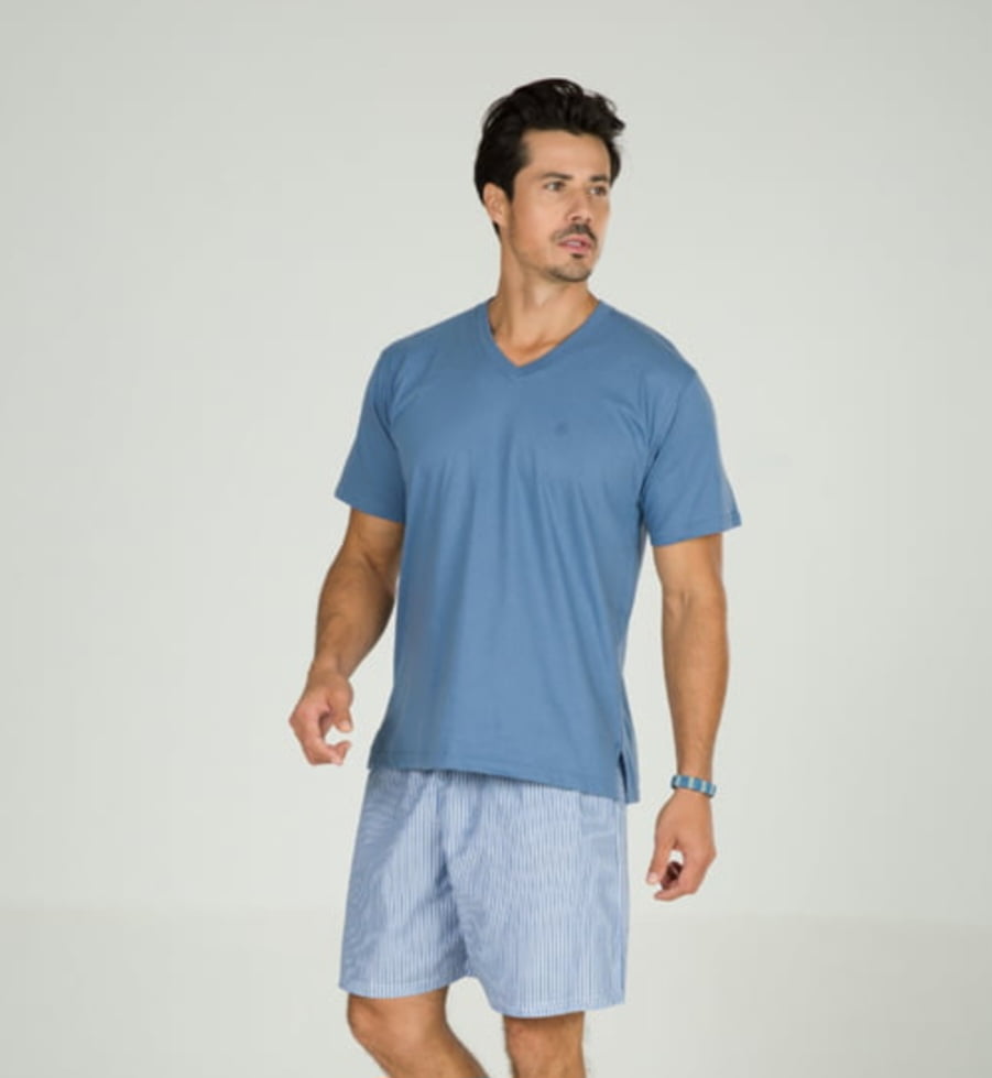 PIJAMA MASCULINO CURTO ÍTALO - AZUL CLARO