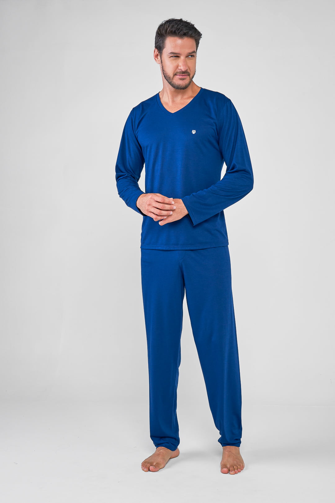 PIJAMA MASCULINO LONGO PETER AZUL MARINHO 