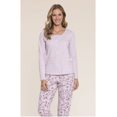 PIJAMA FEMININO FLORAL COM ABERTURA FRONTAL