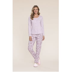 PIJAMA FEMININO FLORAL COM ABERTURA FRONTAL