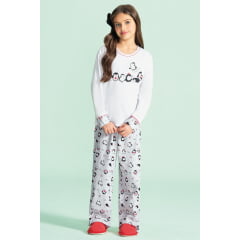 PIJAMA INFANTIL MENINA EM MOLETINHO FLANELADO PINGUIM