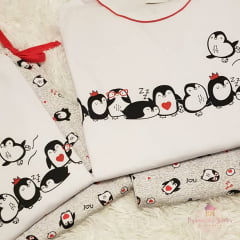 PIJAMA INFANTIL MENINA EM MOLETINHO FLANELADO PINGUIM