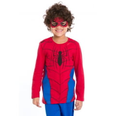 PIJAMA INFANTIL MENINO LONGO HOMEM ARANHA COM MÁSCARA