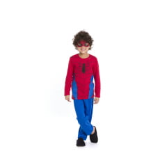 PIJAMA INFANTIL MENINO LONGO HOMEM ARANHA COM MÁSCARA