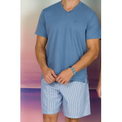 PIJAMA MASCULINO CURTO ÍTALO - AZUL CLARO