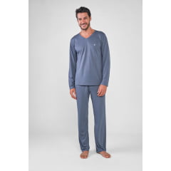 PIJAMA MASCULINO LONGO PETER CINZA PLUS SIZE