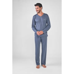 PIJAMA MASCULINO LONGO PETER CINZA PLUS SIZE