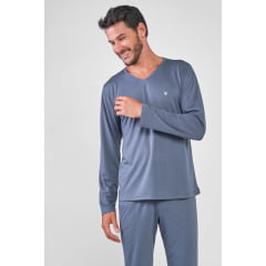 PIJAMA MASCULINO LONGO PETER CINZA PLUS SIZE