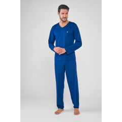 PIJAMA MASCULINO LONGO PETER AZUL MARINHO 