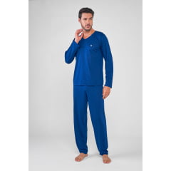 PIJAMA MASCULINO LONGO PETER AZUL MARINHO 