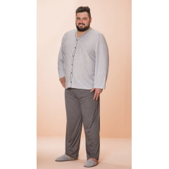 PIJAMA MASCULINO PLUS SIZE LONGO COM ABERTURA FRONTAL ARTHUR